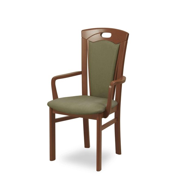 Esszimmerstuhl Home Affaire "Ferdi, Armlehnstuhl, Made In Italy, Massivholz", Braun (Nuss, Moss, Nussbaum, Moss), B:55Cm H:100Cm T:57Cm, Massivholz, StüHle, Esszimmerstuhl, Bezug Feinstruktur (Wasser-Und Fleckabweisend) Oder Struktur-image