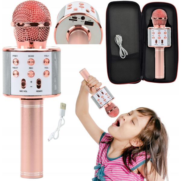 Lolex | Microfono Per Karaoke - Rosa - Microfono Senza Fili - Microfono Bluetooth-image