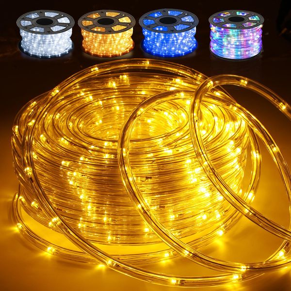 Tolletour Led Luce Di Corda Set Completo Con Accessori Luci Di Fata Illuminazione Giallo 30 Metri Led Per Interni/Esterni Illuminazione Natalizia Decorazione Luce Di Corda-image
