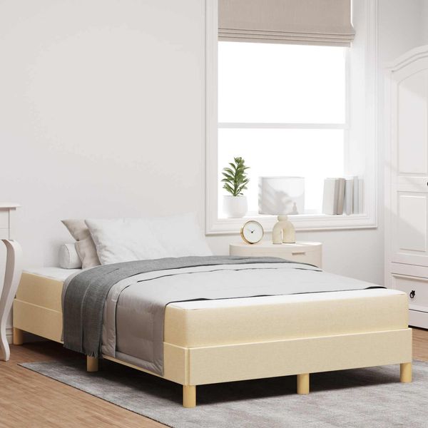 Vidaxl Letto A Molle Con Materasso Crema 120 X 190 Cm In Tessuto-image