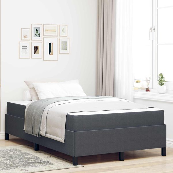 Vidaxl Struttura Letto Con Materasso Grigio Scuro 120 X 200 Cm Tessuto-image