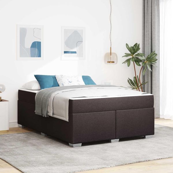 Vidaxl Struttura Letto Con Materasso Marrone Scuro 160 X 200 Cm Tessuto-image