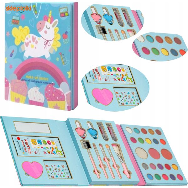 Lolex | Set Per Il Trucco Dei Bambini - 23 Colori - Con Specchio E Pennello - Giocattoli Per Il Trucco Delle Bambine-image