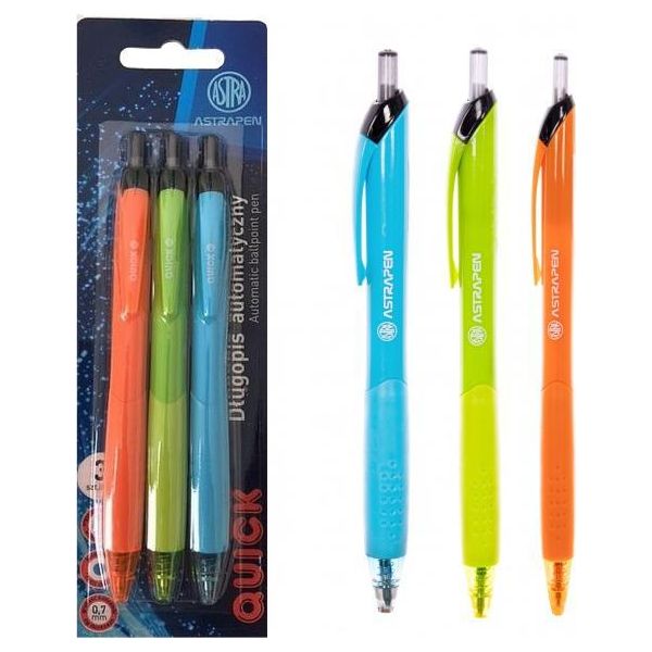 3Pz - Astrapen Quick, Biro 0,7Mm, Blu, Blister, Colori Misti, 201022026-image