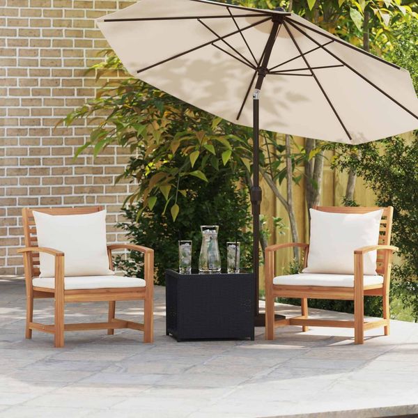 Vidaxl Sedia 2 Pezzi Marrone E Crema 65 X 60 X 76,5 Cm In Legno Massiccio Di Teak-image
