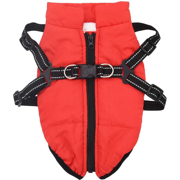 Vidaxl Cappotto Per Cani Con Pettorina Rosso 2XL Pile E Poliestere-image