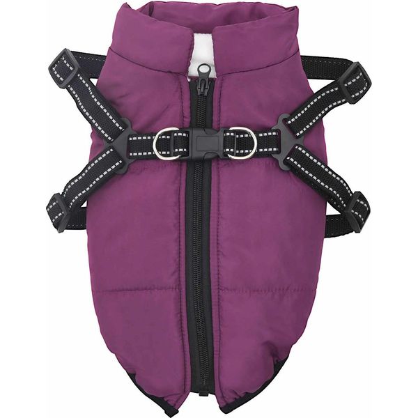 Vidaxl Cappotto Per Cani Con Pettorina Viola Xl Pile E Poliestere-image