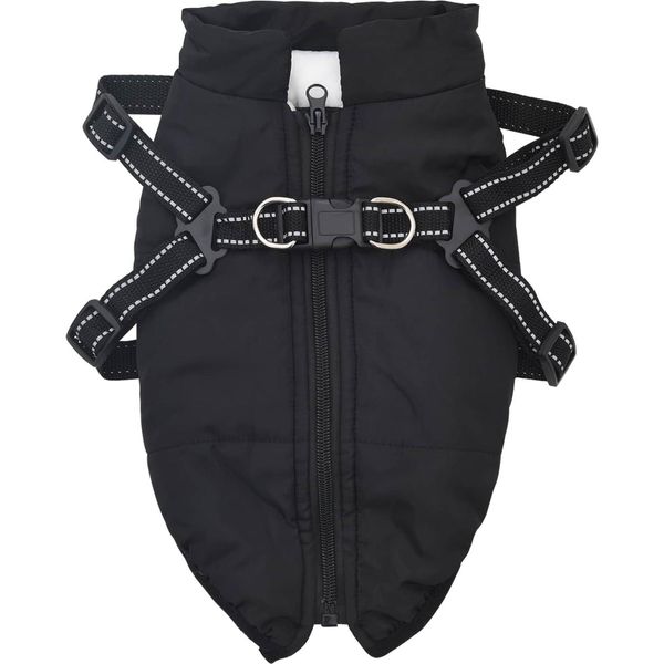 Vidaxl Cappotto Per Cani Con Pettorina Nero L In Pile E Poliestere-image