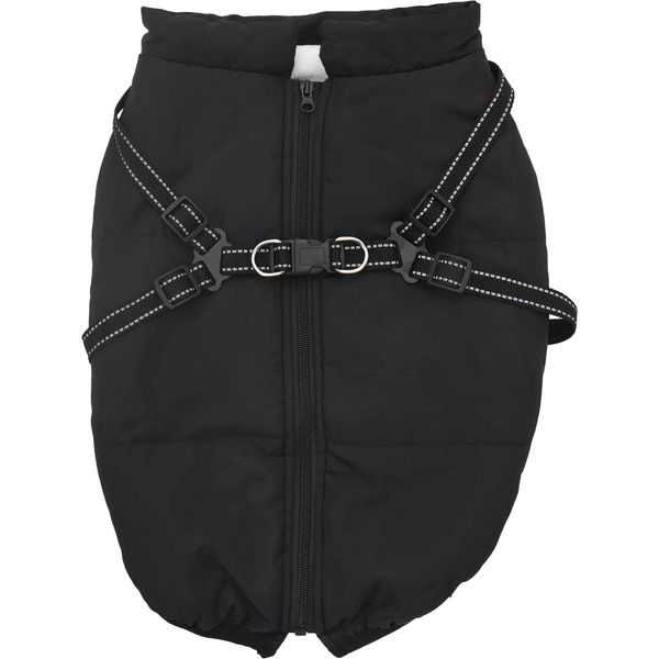 Vidaxl Cappotto Per Cani Con Pettorina Nero 4XL In Pile E Poliestere-image