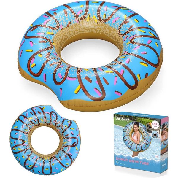 Salvagente Gonfiabile Da Spiaggia Per Il Nuoto Donut Blu 107Cm Bestway-image