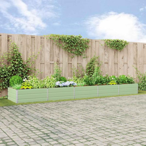 Vidaxl Fioriera Verde Pastello 195 X 100 X 45 Cm Acciaio Zincato-image