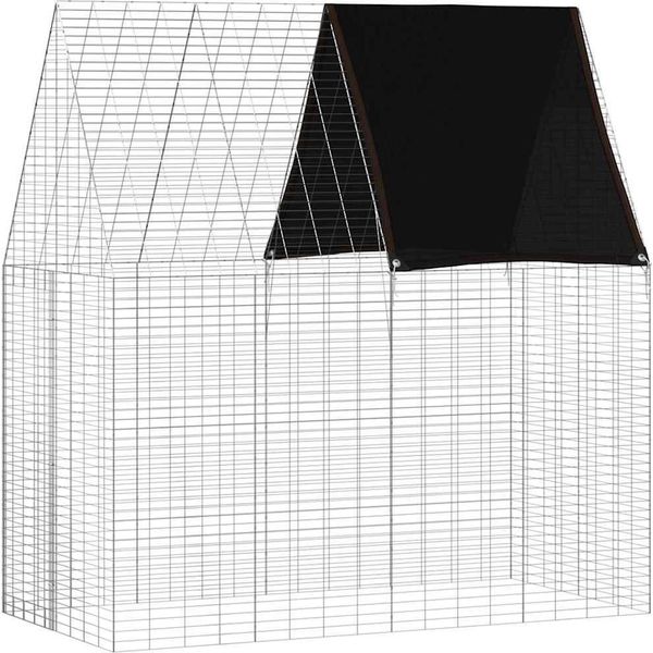 Vidaxl Gabbia Per Conigli Argento 200 X 100 X 210 Cm Acciaio Zincato-image