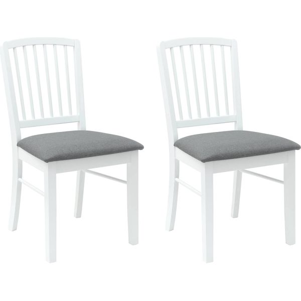 Vidaxl Sedie Da Pranzo 2 Pezzi Bianco 50 X 52,5 X 91 Cm Legno Di Gomma Massiccio-image