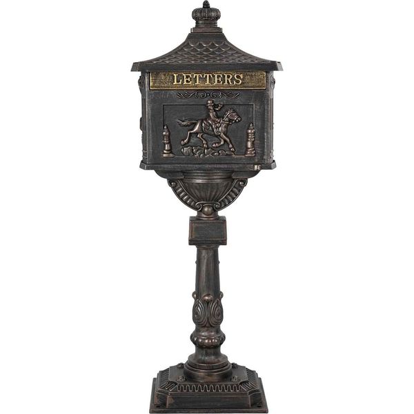 Vidaxl Cassetta Per Le Lettere In Piedi In Bronzo 42,5 X 29,5 X 117 Cm In Fusione Di Alluminio-image