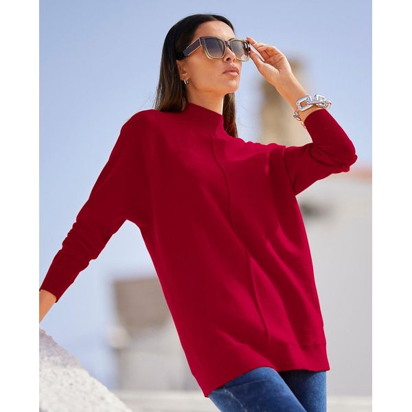Strickpullover Heine "Pullover", Damen, Gr. 40, Rot, 100% Baumwolle, Unifarben, Pullover Strickpullover-image