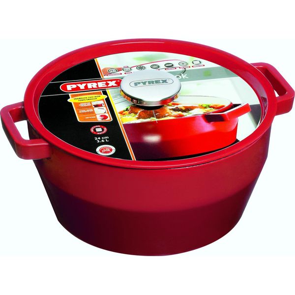 Pyrex Teglia Slow Cook, Rotonda, Con Coperchio, ø: 240 Mm, Rosso-image