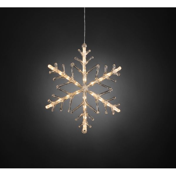 Konstsmide - Fiocco Di Neve Acrilico A Led, Con Timer 6 Ore, 24 Diodi Bianco Caldo, A Batteria, Per Esterni (IP44), Cavo Trasparente, 4 X Aa 1,5V (Escl.); 4540-103-image
