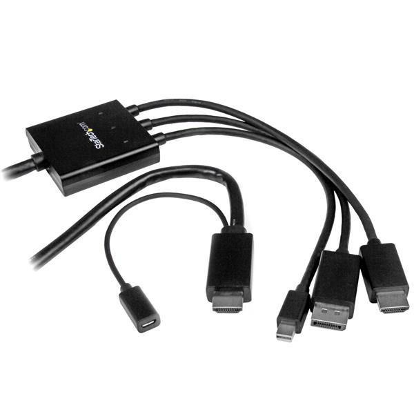 Startech.Com DPMDPHD2HD Cavo Video E Adattatore Displayport + Mini Displayport + Hdmi + Usb-image