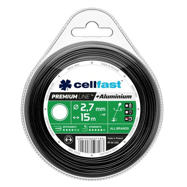 Corda Rinforzata Con Particelle Di Alluminio Premium Per Tosaerba - Profilo Rotondo 2,7 Mm X 15 M Cellfast-image