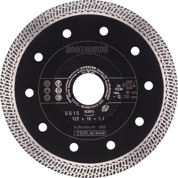 Rhodius 303870 DG15 Diamond Cutting Disc Diameter 125 Mm Bore Diameter 22.23 Mm Tiles, Ceramic 1 Pc(S)-image