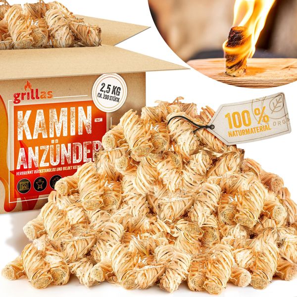 Grillas®Accendifuoco 2,5 Kg Camino Starter Lana Di Legno Barbecue Accendifuoco A Legna-image