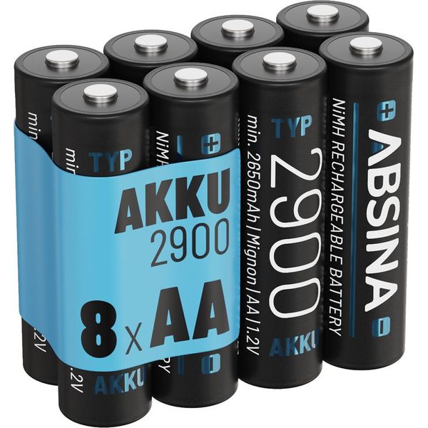 Absina 8X Batterie Ricaricabili Aa 2900 - Batterie Ricaricabili Nimh Aa Da 1,2 V E Min. 2650 Mah - Batterie Ricaricabili Aa-image