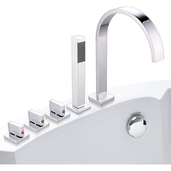Melko Rubinetto Miscelatore Vasca Doccia Cromato 5 Fori Set Bagno Cascata-image