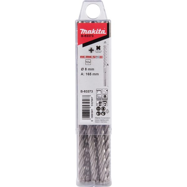 Makita SDS-PLUS Trapano A Percussione, Nemesis Ii, 8 X 165 Mm, 10 Pezzi SDS-PLUS - Nemesis 2 - 8 X 165 Mm - 10 Pezzi-image