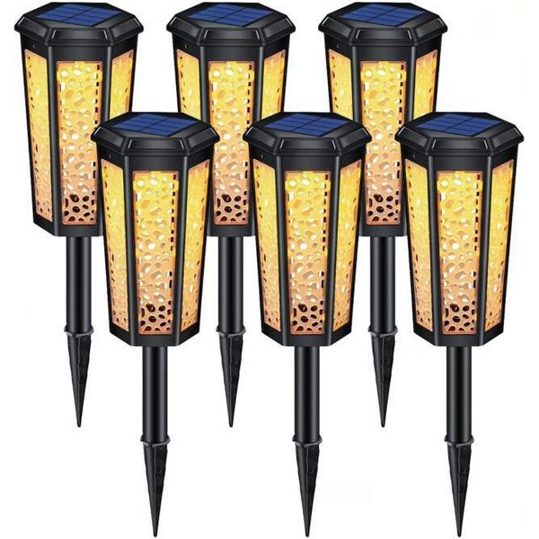 6 Pezzi Luci Solari Da Giardino, Lampade Solari Per Giardino All'aperto, Led Luci Solari Da Giardino Decorazione Luce Solare Lanterna Impermeabile IP65 Per Terrazza All'aperto Sentiero Prato-image