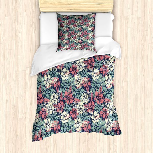 Abakuhaus Set Copripiumino Astratto Per Letti Singoli, Vendemmia Estiva Romantica, Antiacaro, Adatto A Chi Soffre Di Allergie, Con Federa, 135 Cm X 200 Cm - 80 X 80 Cm, Multicolore-image