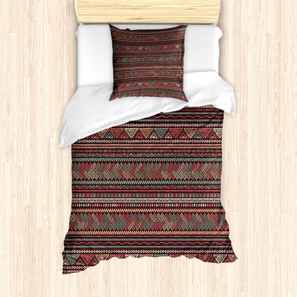 Set Copripiumino Abakuhaus Boho Per Letti Singoli, Motivi Latinoamericani, Antiacaro, Adatto A Chi Soffre Di Allergie, Con Federa, 135 Cm X 200 Cm - 80 X 80 Cm, Multicolore-image