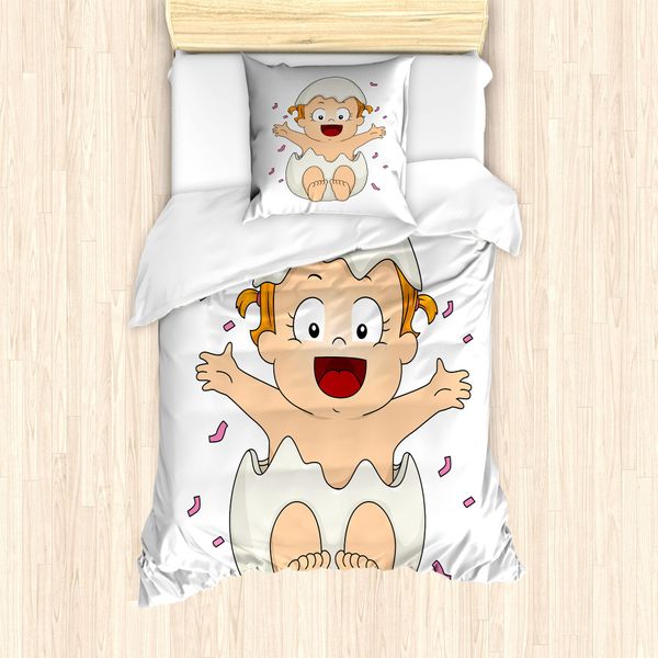 Abakuhaus Set Copripiumino Con Caricature Per Letti Singoli, Coperte Doodle, Antiacaro, Adatto A Chi Soffre Di Allergie, Con Federa, 135 Cm X 200 Cm - 80 X 80 Cm, Multicolore-image