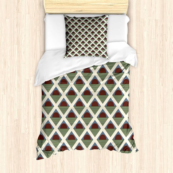 Set Copripiumino Retrò Abakuhaus Per Letti Singoli, Semicerchio Pop Art, Antiacaro, Adatto A Chi Soffre Di Allergie, Con Federa, 135 Cm X 200 Cm - 80 X 80 Cm, Multicolore-image