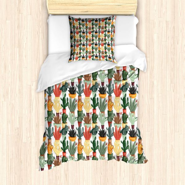 Abakuhaus Set Copripiumino Per Letto Singolo, Cactus Messicano, Antiacaro, Adatto A Chi Soffre Di Allergie, Con Federa, 135 Cm X 200 Cm - 80 X 80 Cm, Multicolore-image