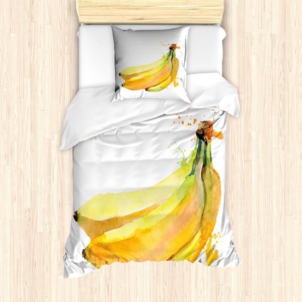 Abakuhaus Set Copripiumino Per Letto Singolo, Tropical Illustration, Antiacaro, Adatto A Chi Soffre Di Allergie, Con Federa, 135 Cm X 200 Cm - 80 X 80 Cm, Giallo-Nero-Verde-image