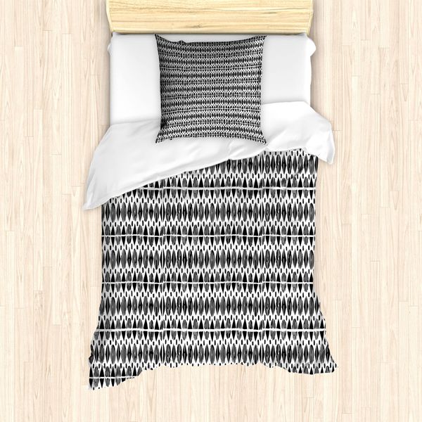 Abakuhaus Set Copripiumino Bianco E Nero Per Letti Singoli, Forma Ovale, Antiacaro, Adatto A Chi Soffre Di Allergie, Con Federa, 135 Cm X 200 Cm - 80 X 80 Cm, Bianco E Nero-image