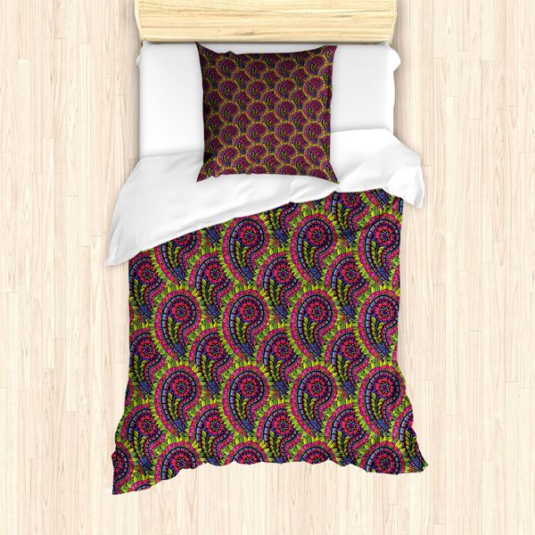 Abakuhaus Set Copripiumino Tradizionale Per Letti Singoli, East Blumen, Antiacaro, Adatto A Chi Soffre Di Allergie, Con Federa, 135 Cm X 200 Cm - 80 X 80 Cm, Multicolore-image