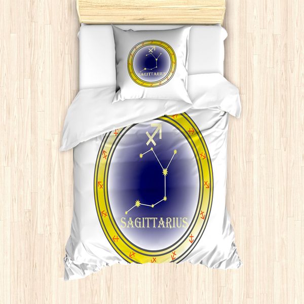 Abakuhaus Set Copripiumino Per Letto Singolo Sagittario, Oroscopo Stelle, Antiacaro, Adatto A Chi Soffre Di Allergie, Con Federa, 135 Cm X 200 Cm - 80 X 80 Cm, Multicolore-image