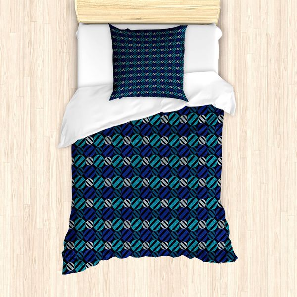 Abakuhaus Set Copripiumino Geometrico Per Letti Singoli, Composizione A Cerchi E Punti, Antiacaro, Adatto A Chi Soffre Di Allergie, Con Federa, 135 Cm X 200 Cm - 80 X 80 Cm, Multicolore-image
