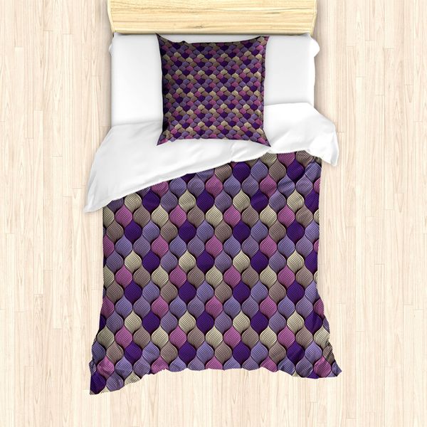 Abakuhaus Set Copripiumino Colorato Per Letti Singoli, Abstrakt Doodle Braid, Antiacaro, Adatto A Chi Soffre Di Allergie, Con Federa, 135 Cm X 200 Cm - 80 X 80 Cm, Multicolore-image