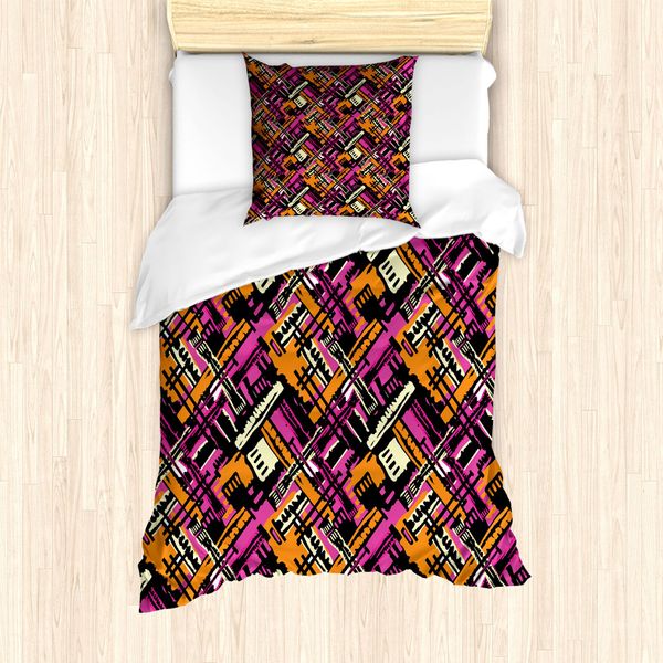 Set Copripiumino Abakuhaus Grunge Per Letti Singoli, Tema Moderno, Antiacaro, Adatto A Chi Soffre Di Allergie, Con Federa, 135 Cm X 200 Cm - 80 X 80 Cm, Multicolore-image