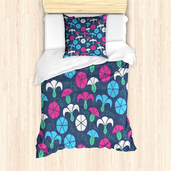 Abakuhaus Set Copripiumino Per Letto Singolo, Motivo Colorato Con Convolvolo, Antiacaro E Anallergico, Con Federa, 135 Cm X 200 Cm - 80 X 80 Cm, Multicolore-image