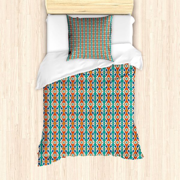 Abakuhaus Set Copripiumino Etnico Per Letti Singoli, Fantasia, Antiacaro, Adatto A Chi Soffre Di Allergie, Con Federa, 135 Cm X 200 Cm - 80 X 80 Cm, Multicolore-image
