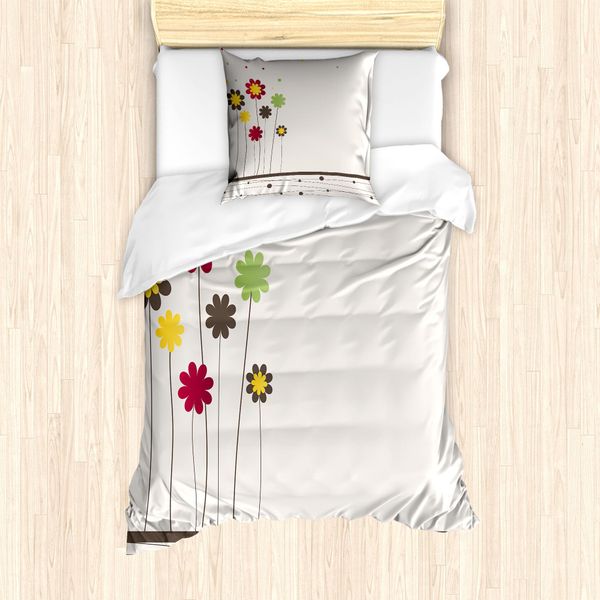 Abakuhaus Set Copripiumino Contemporaneo Per Letti Singoli, Motivo Primaverile, Antiacaro, Adatto A Chi Soffre Di Allergie, Con Federa, 135 Cm X 200 Cm - 80 X 80 Cm, Multicolore-image