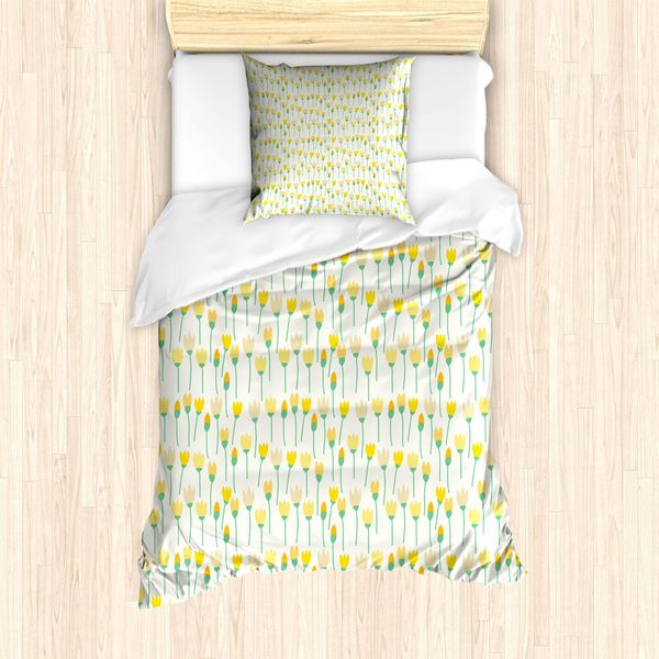 Abakuhaus Set Copripiumino Per Letto Singolo Tulip, Bouquet Floreale Femminile, Antiacaro, Adatto A Chi Soffre Di Allergie, Con Federa, 135 Cm X 200 Cm - 80 X 80 Cm, Multicolore-image