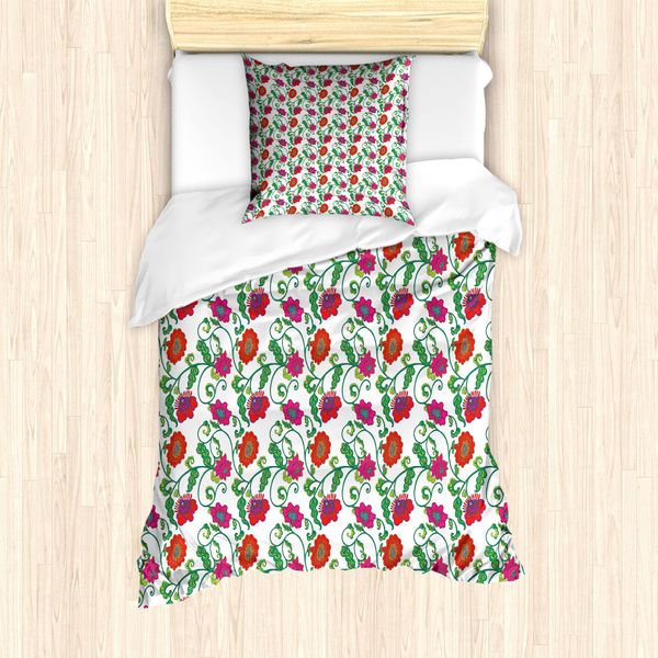 Set Copripiumino Abakuhaus Per Letti Singoli, Romantici Petali Primaverili, Antiacaro, Adatto A Chi Soffre Di Allergie, Con Federa, 135 Cm X 200 Cm - 80 X 80 Cm, Multicolore-image