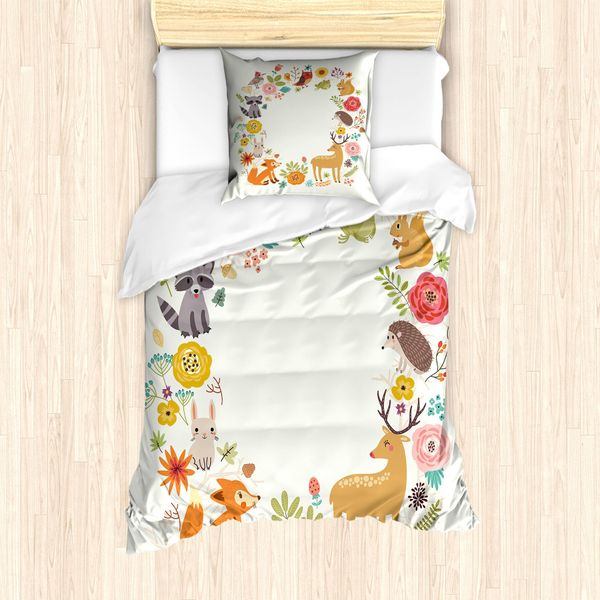Abakuhaus Set Copripiumino Per Letto Singolo, Motivo Con Animali Cartoon, Antiacaro, Adatto A Chi Soffre Di Allergie, Con Federa, 135 Cm X 200 Cm - 80 X 80 Cm, Multicolore-image