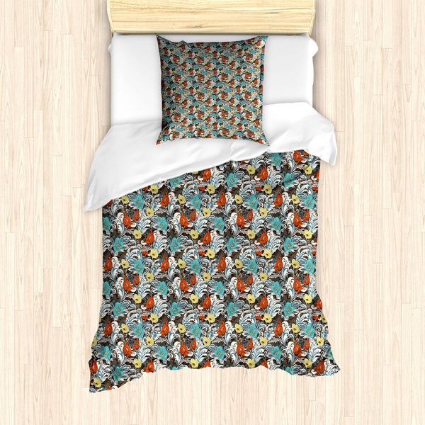 Abakuhaus Set Copripiumino Per Letto Singolo, Motivo Giardino Fiorito, Antiacaro, Adatto A Chi Soffre Di Allergie, Con Federa, 135 Cm X 200 Cm - 80 X 80 Cm, Multicolore-image