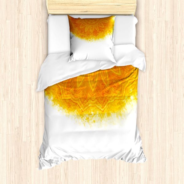 Abakuhaus Set Copripiumino Boho Per Letti Singoli, Motivo Tribale In Stile Bohemien, Antiacaro E Anallergico Con Federa, 135 Cm X 200 Cm - 80 X 80 Cm, Arancione Bruciato-image