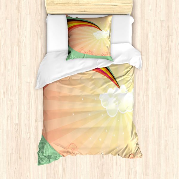 Abakuhaus Set Copripiumino Rainbow Per Letti Singoli, Nuvola, Antiacaro, Adatto A Chi Soffre Di Allergie, Con Federa, 135 Cm X 200 Cm - 80 X 80 Cm, Multicolore-image